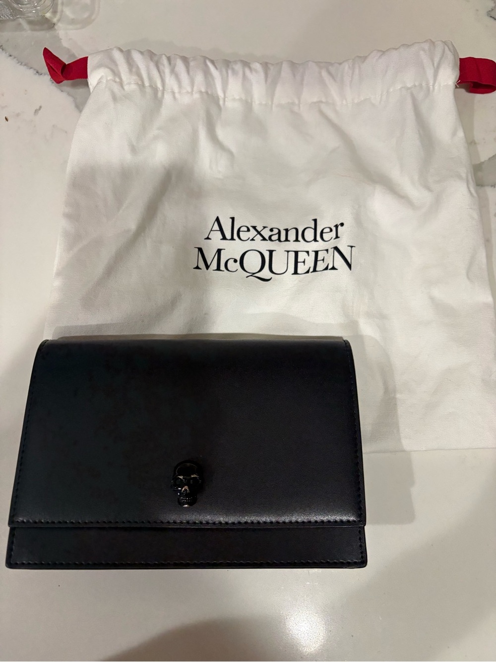 Alexander McQueen Black Leather Skull-Emblem Wallet